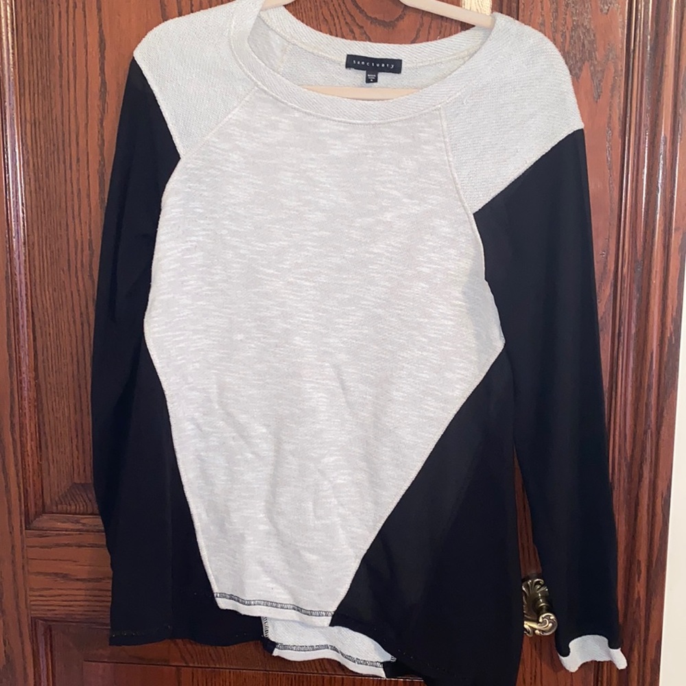 Black and cream long sleeve shirt